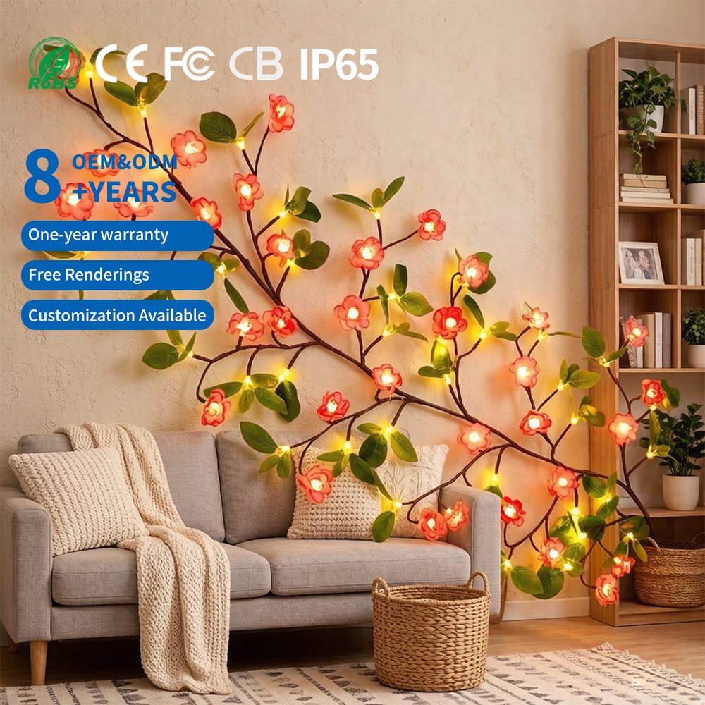 LED Christmas Maple Leaves Lights String Wall Layout Decorative Flower Lights Living