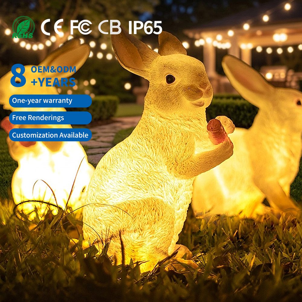 LED Fiberglass FRP 3D Animal Bird Sculpture Christmas Decoration Light Rabbit Peacock