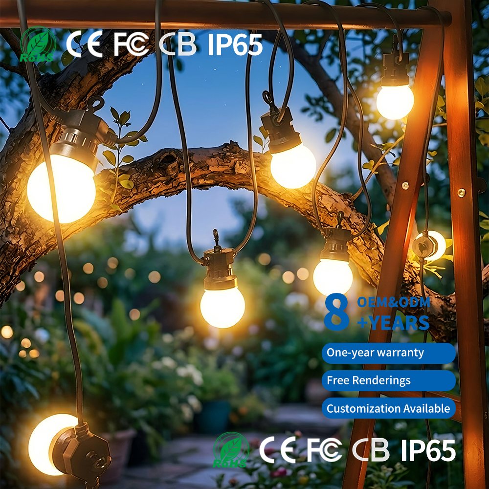 Foot Black G50 Globe String Lights Copper String Lights for Patio Cafe