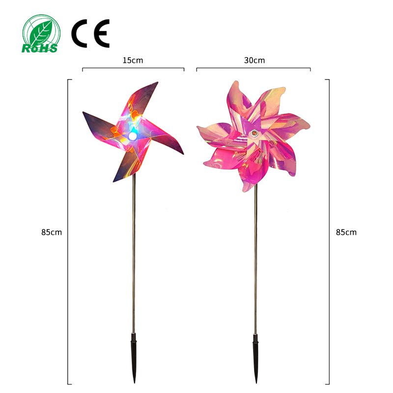 Outdoosolar Powered Lights Artificial Flower LED Solar Windmill Floor Luminous Lighting