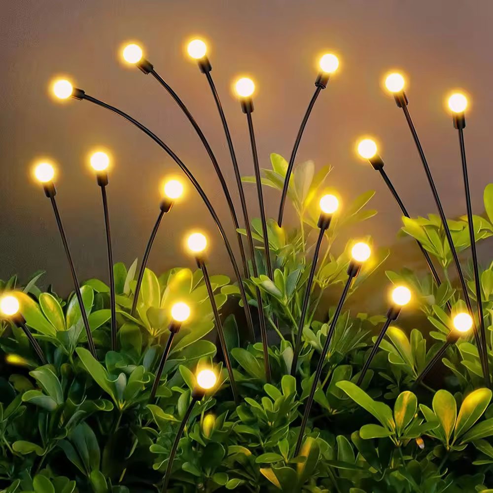 Solar Firefly Garden Lights with Swaying Stainless Steel Stakes
