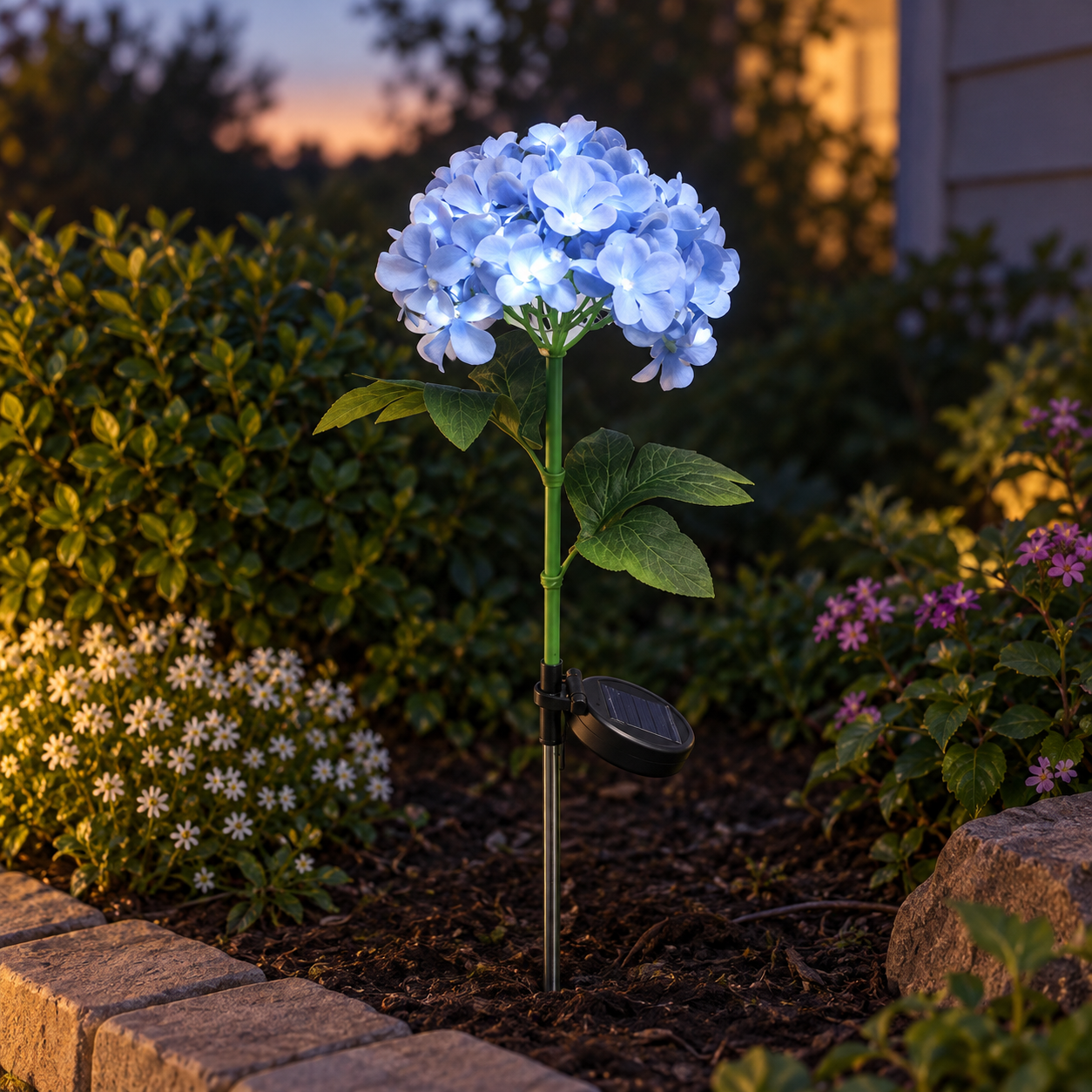 Solar Hydrangea Garden Stake Light for Landscape Borders