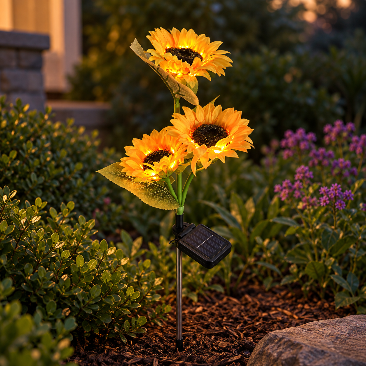 Solar Sunflower Garden Stake Light for Flower Borders