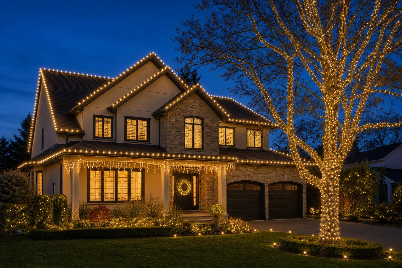 Warm white Christmas lighting style