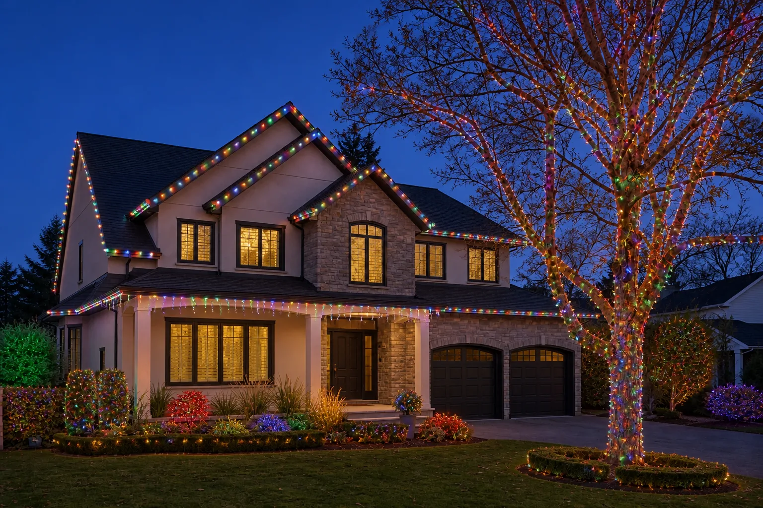 Colorful Christmas lighting style